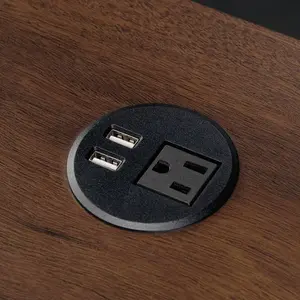 Sauder Miscellaneous Office Power Grommet with 2 USB Ports & Standard Outlet for Modern Workspaces Compact Design for Home & Co-Working Spaces