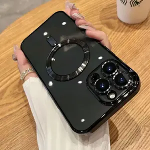 Luxury Clear Magnetic Case for iPhone 13/14/15/16/17 Pro Max Magnet Case Support Wireless Charger