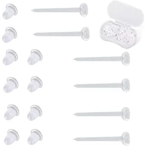 200 pcs clear plastic invisible post stud earrings with flat silicone rubber, suitable for sports and work