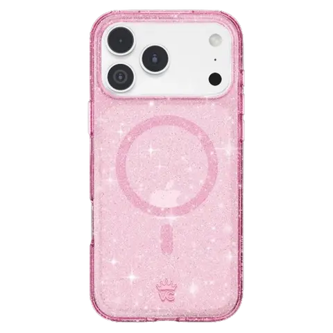Velvet Caviar Glossy Pink Stardust Glitter Protective Case - Shockproof, Polycarbonate Cute Phone Accessory for iPhone 18 Pro Max, 18 Pro, 17, 16, 15 & More