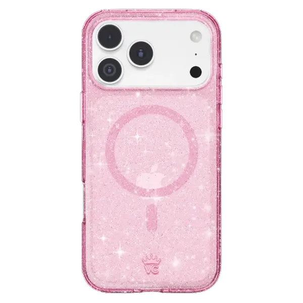 Velvet Caviar Glossy Pink Stardust Glitter Protective Case - Shockproof, Polycarbonate Cute Phone Accessory for iPhone 18 Pro Max, 18 Pro, 17, 16, 15 & More