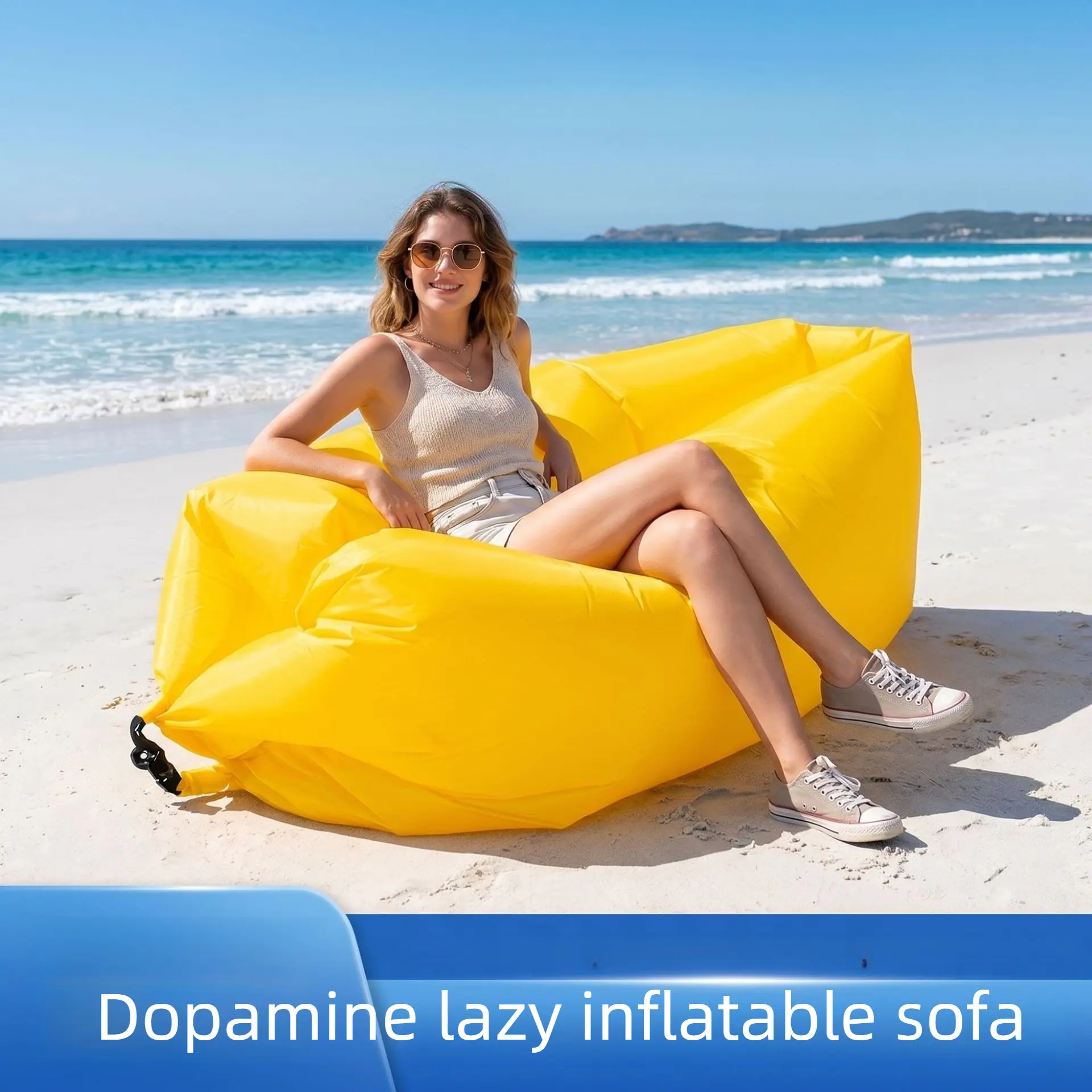 Inflatable Lounger Air Sofa, Portable Camping Couch for Beach, Park and Outdoor Rest