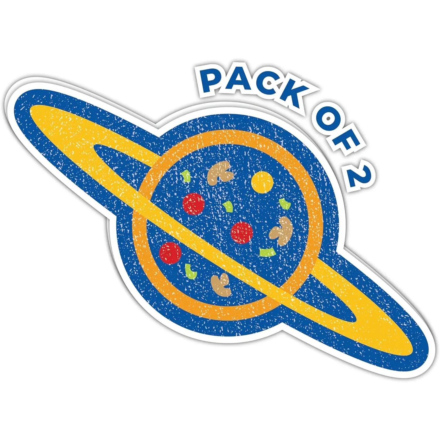 2PCS Pizza Planet Stickers, Waterproof Self-adhesive Durable Decoration for Cars, Trucks and Vans, Laptops, Indoor and Outdoor Vinyl Decals