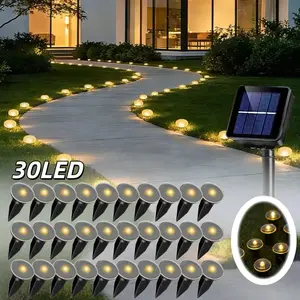 30 LED Solar Lawn Path Lights, Home Garden Decorative Path Lights, Ideal for Outdoor Courtyards, Garden Paths, Camping, Parties, Easter, Independence Day, Christmas, Weddings, Dances, Birthdays, and Courtyard Decorative Ambiance Lighting