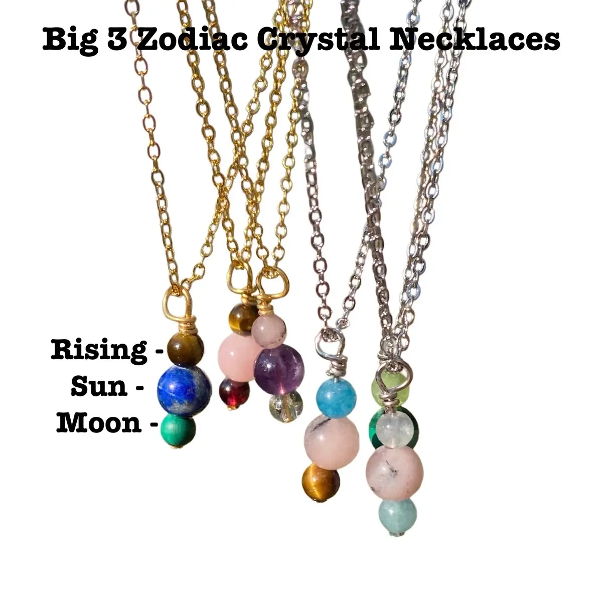 Handmade Big 3 Zodiac Crystal Necklaces - Customized 18 inches