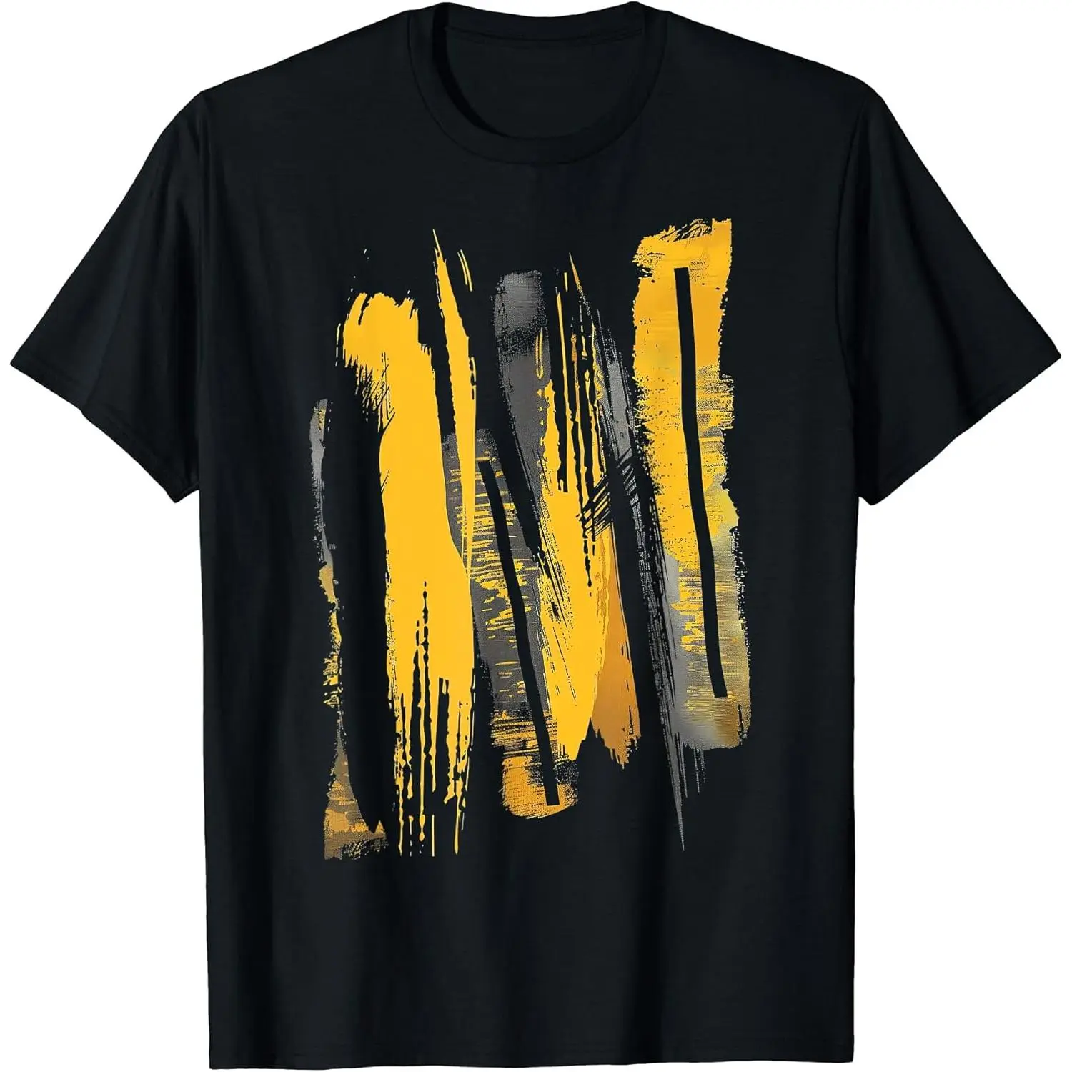 Men's Graphic T-Shirt with Brushstroke Print, Heavyweight 220gsm Cotton Short Sleeve Crew Neck Casual Top, Tops, Fabric