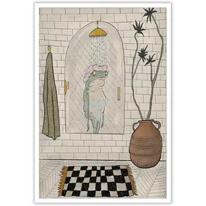 Funny frog bathroom wall art print poster Beautiful and cute frog picture bathroom wall decoration