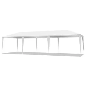 10x30ft White Rectangle Outdoor Iron Frame Tent - Sturdy PE Fabric, Sprayed Pipe Construction, Portable Camping & Wedding Event Shelter