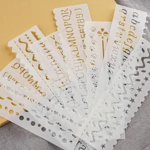 Letter and Border Drawing Stencil, 8 Counts/set Reusable Hollow Out Drawing Stencil, Drawing Template for DIY Diary & Handmade Craft, Crafting Kit, DIY Card Set
