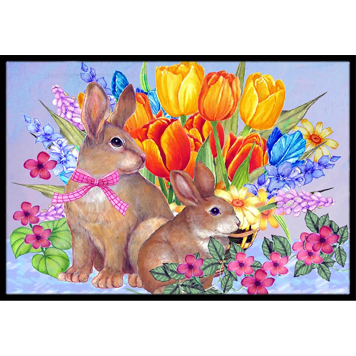 Carolines Treasures New Beginnings II Easter Rabbit Decorative Animal Rug - 18x27 in, Durable, Fade Resistant, Non-Customized, Indoor Area Rug, Indoor & Outdoor Use