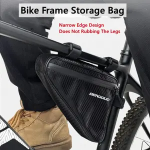 Bike Bicycle Frame Storage Bag - Frame Storage with Reflective Logo, 3-Point Anti-Slip System, Strap-On Under Seat Tool Accessories Pouch Road Bike Parts for Mountain Road Bike Trip