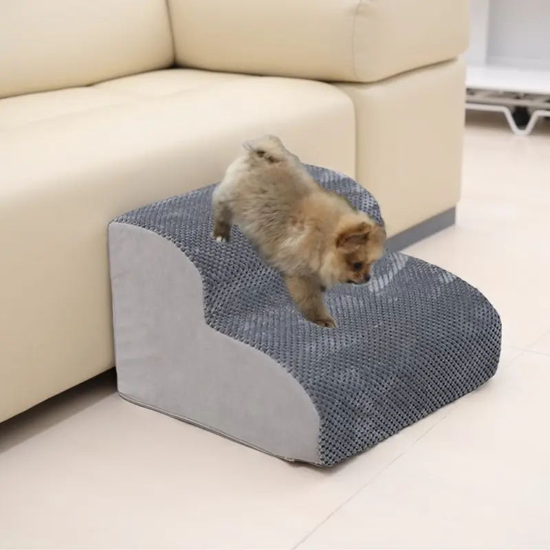 Indoor Stable Dog Stairs for Small Dogs, Non-Slip Foam 2-Tier Pet Steps for High Bed and Sofa, Removable Washable Cover Pet Ramp, Pet Ladder for Puppies, Cats & Senior Dogs with Arthritis