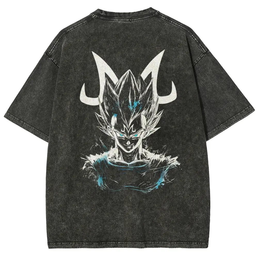 Dragon Ball DBZ Vegeta Anime Washed Graphic Tees Funny Japanese Cartoon Distressed Shirt 90s Vintage Streetwear Unisex Summer Gift