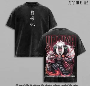 Jiraiya Naruto Anime Vintage Washed Oversized Graphic Tee Legendary Sannin Sage Mode Toad Master Shinobi Streetwear Shirt OGE