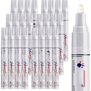 White  Pens Permanent Markers - 24 count Oil Based  Markers Set, Quick Dry, , Fade Resistant, Medium Tip Marker Pens for Metal, Rock, , Plastic, Canvas, Glass, Rubber