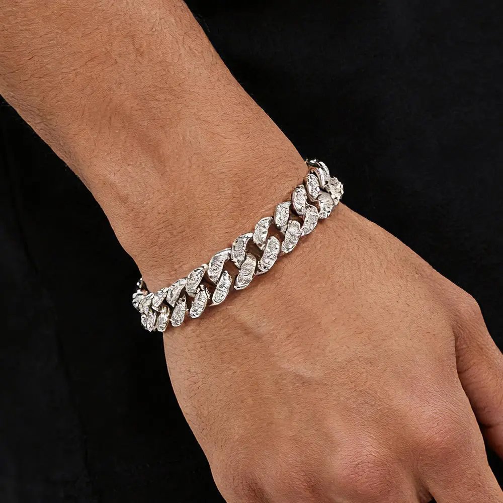 Arpurraina Iced Out Cuban Link Bracelet - Miami Gold-Plated Full CZ Prong Diamond Encrusted Bracelet, Men's Accessories, Accessories for Women, Streetwear Fashion Jewelry, Teenage Boy Gifts, Guys Gifts
