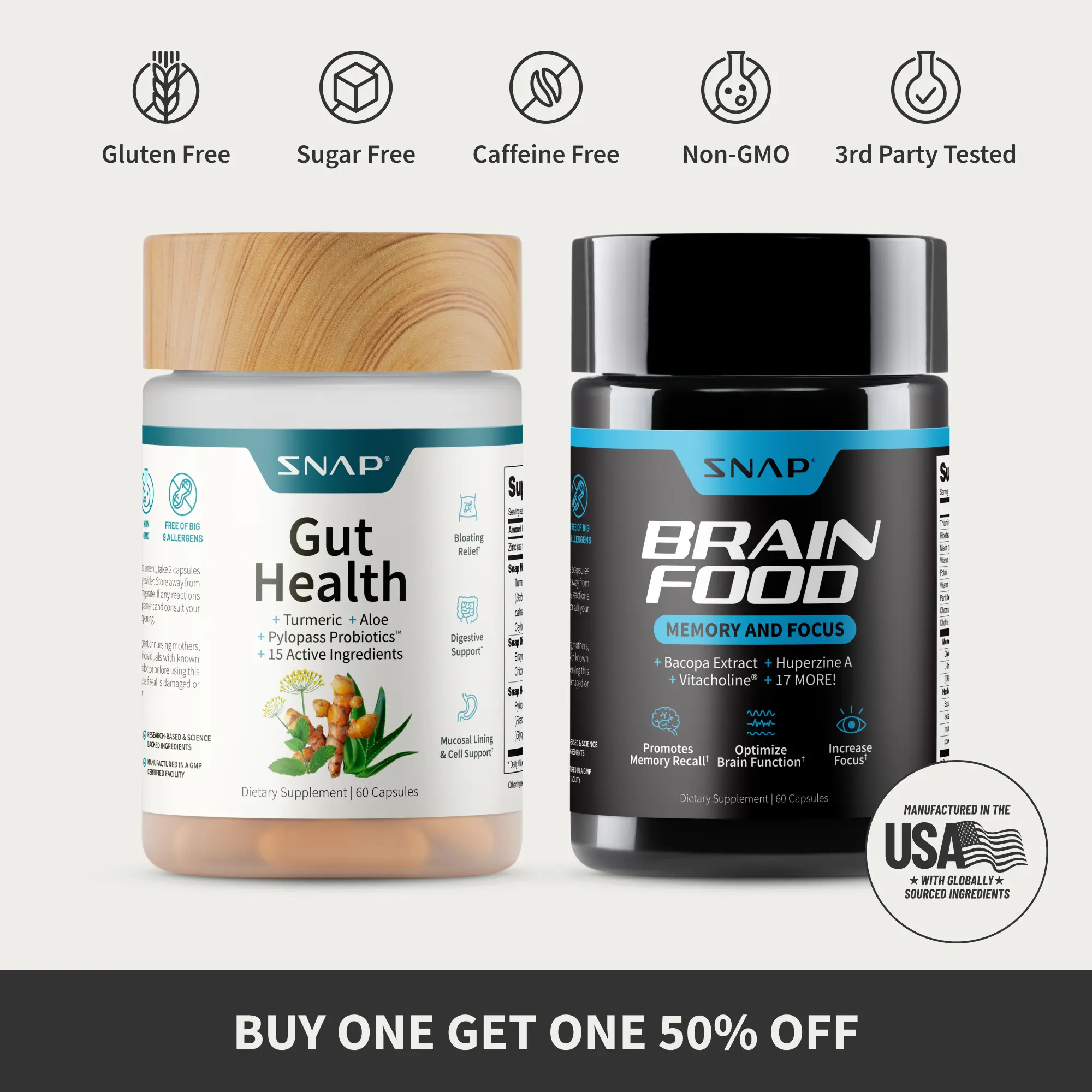 Snap Supplements - Gut Health + Brain Food - Gut-Brain Harmony Bundle