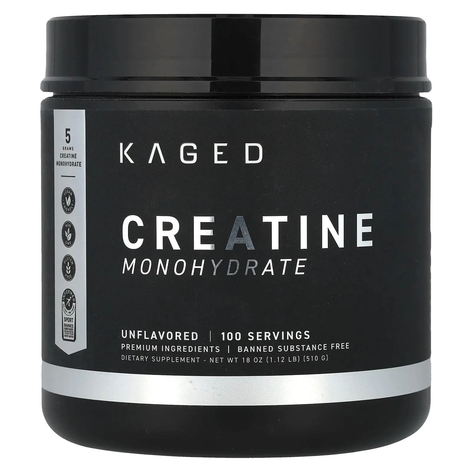 Kaged Creatine Monohydrate, Unflavored, 1.12 lb (510 g)