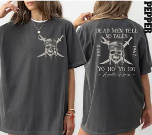 [Sale Off To 30%] Comfort Colors® Pirates Of The Caribbean Dead Men Tell No Tales Shirt, Vintage Pirate Skull 2 Side Shirt, Retro 90s Pirates Shirt