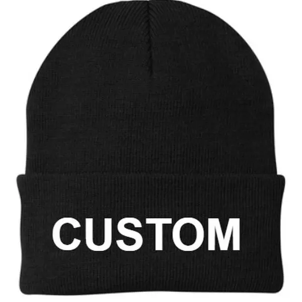 Duty Threads Embroidered Knit Watchcap Beanie Fleece Lined Soft Acrylic Yarn Stretchy Warm Machine Washable Hat for Outdoor Activities