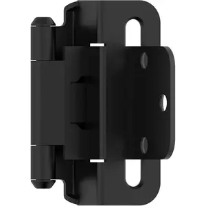 BPR7565FB 3/8 inch (10mm) Inset Self Closing Partial Wrap Cabinet Hinge, Matte Black, 1 Pair Functional Hardware for Kitchen Cabinet Door
