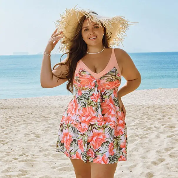 Hanna Nikole Women's Two Piece Swim Dress Plus Size Tummy Control Tankinis Swimdress Floral Printed Swimwear Swimsuits with Boyshort #TikTokShopBackto