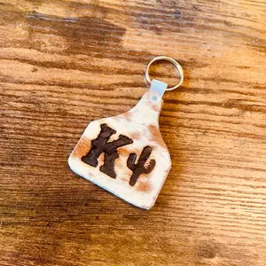 Cowhide Keychain + Custom Keychain + Branded Keychain + Personalized Keychain + Gift + Western Keychain + Ear Tag Keychain + Keychain
