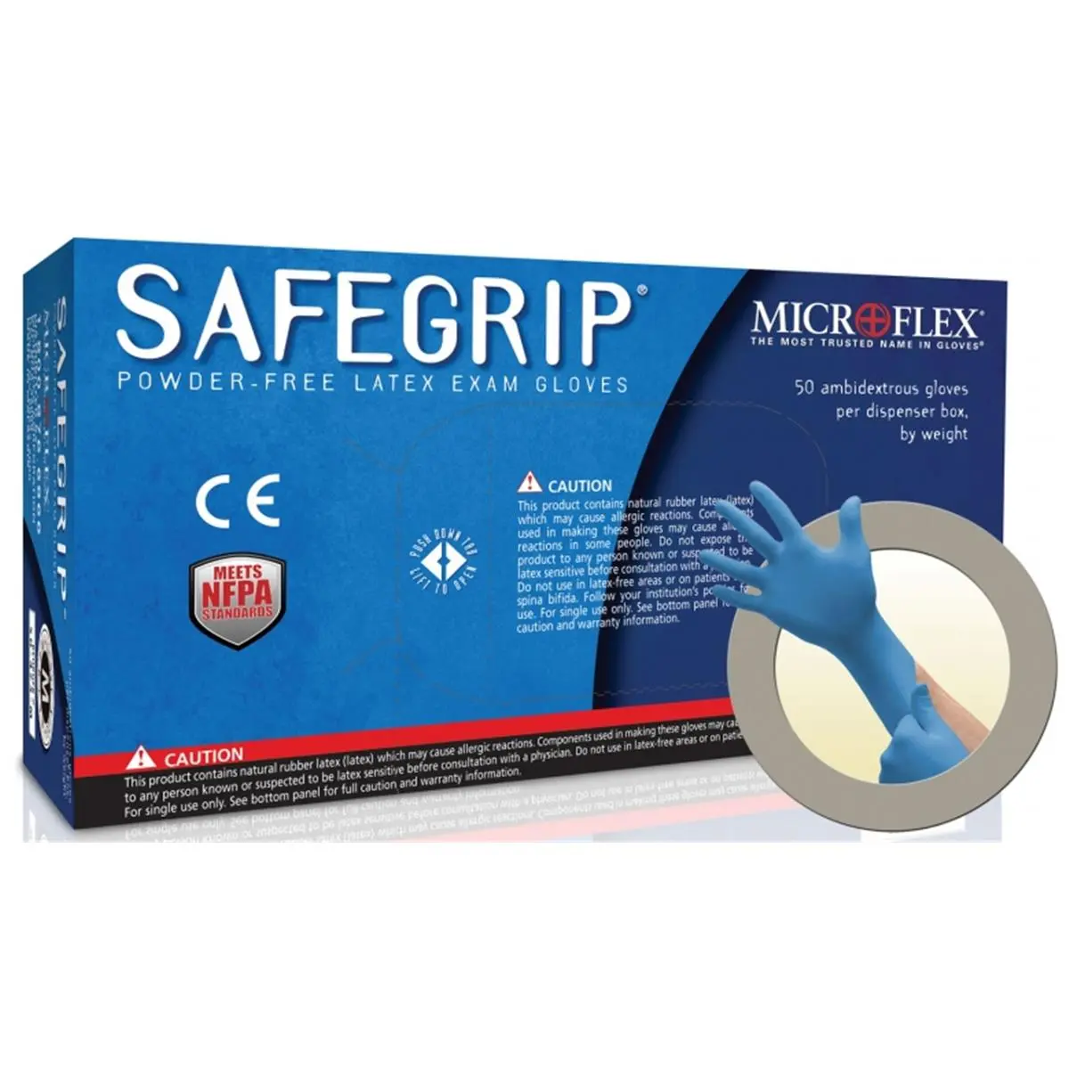 Microflex Corporation Safegrip Work Safety Gloves, Large Size, 50-Count, Wrist & Arm Protection for Home Improvement & Security Use