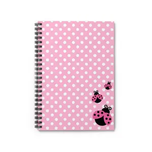 Pink Polka Dot Ladybugs Spiral Notebook | Ruled Notebook