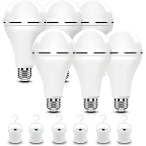 Rechargeable Emergency Light Bulbs, Battery Powered Energy Efficient LED Light Bulb 6000K Daylight E26 120 Volt 9W 60W Equivalent with 1200mAh for Home Power Outage Camping Hurricane