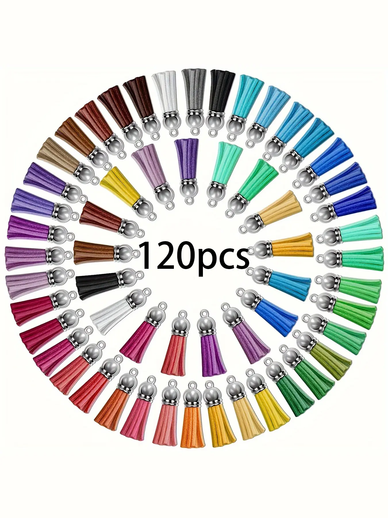 120PCS Tassel Pendant Keychain, Tassel Decorated Keychain, colorful tassel pendant, bulk DIY accessories, craft production, earrings, jewelry, bag keychain accessories, home decoration, Key Chain Decorations, holiday gifts, handmade gifts, Keychain Set