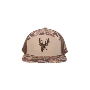 Buck 7 Panel Brown Old School AFW Style w- 3 D Puff and Brown Mesh Hat