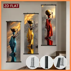 Vibrant African Women Canvas Set, Colorful Wall Decor Poster Hanging Wall Art for Living Room & Bedroom, High-Quality Ink Painting