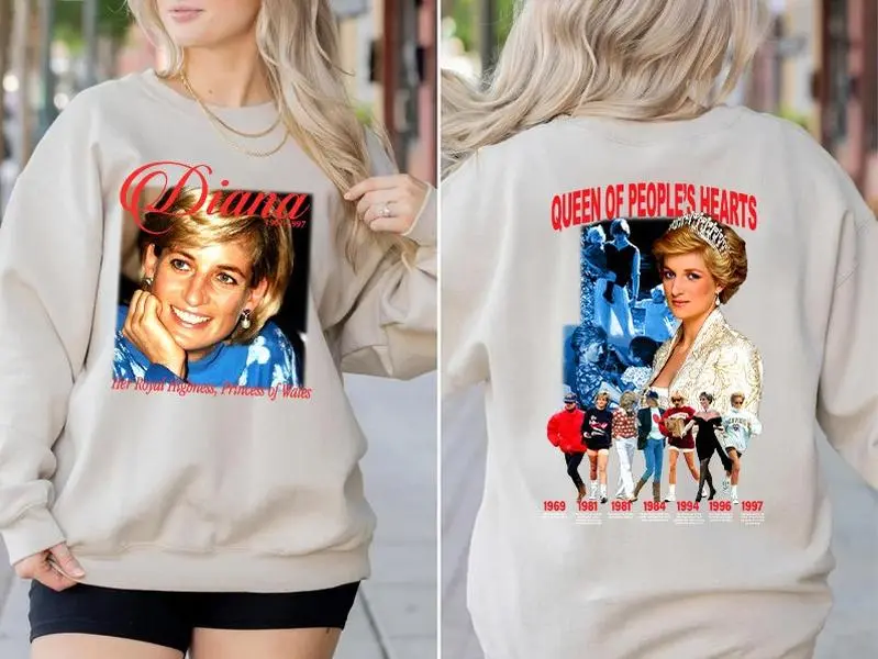 Diana Princess of Wales two-sided Unisex Sweatshirt Princess Wales, Elizabeth II Shirt, Princess Diana Shirt, Princess Diana Tees, Elizabeth Fan Unisex T-Shirt, Sweatshirt, Hoodie size S, M, L, XL, 2XL, 3XL, 4XL, 5XL