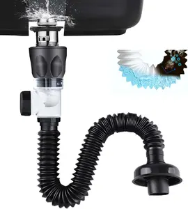 Bathroom Sink Drain Kit P Trap Bathroom Sink - Anti-Odor Flexible Expandable Sink Drain Pipe