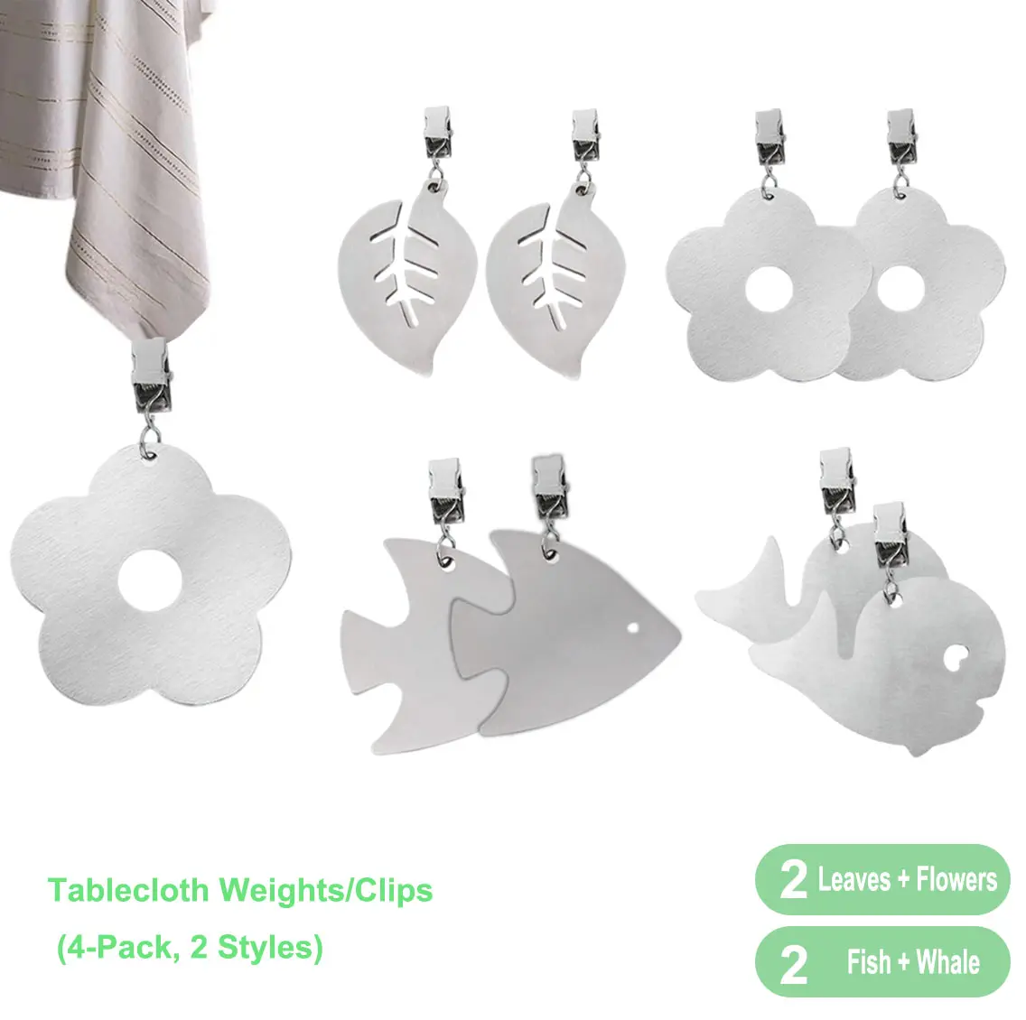 4 Pack of Tablecloth Weights with Metal Tablecloth Clips Clamps for Outdoor Garden Party Picnic Table Covers