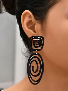 Fashionable Geometric Design Dangle Earrings, Fashion Hollow Out Spiral Earrings Jewelry for Party, Daily Clothing Decor, Classic Trendy Accessories for Daily Used