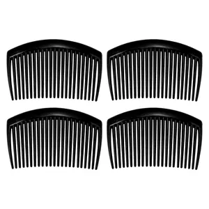 VOCOSTE 4 Pcs Classic Side Clip Hair Comb, Teeth Hair Combs Hair Clip Comb Plastic, Black, 3"