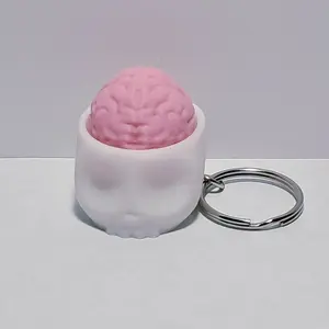 3D Printed Skull Cap Sensory Fidget Clicker Keychain, Fashion Costume Jewelry Accessory, Sensory Fidget Keychain