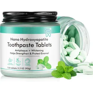 150 Tablets Chewable Toothpaste Tablets, Sensitive Toothpaste Tablets Peppermint Flavored Strengthen Teeth, Flouride & Plastic Free, Nano Hydroxyapatite, Clean Effectively