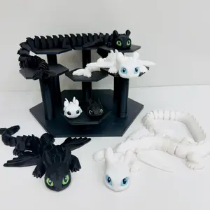 Articulated Midnight & Lunar Sky Dragons | Flexible 3D Printed Fidget Decor