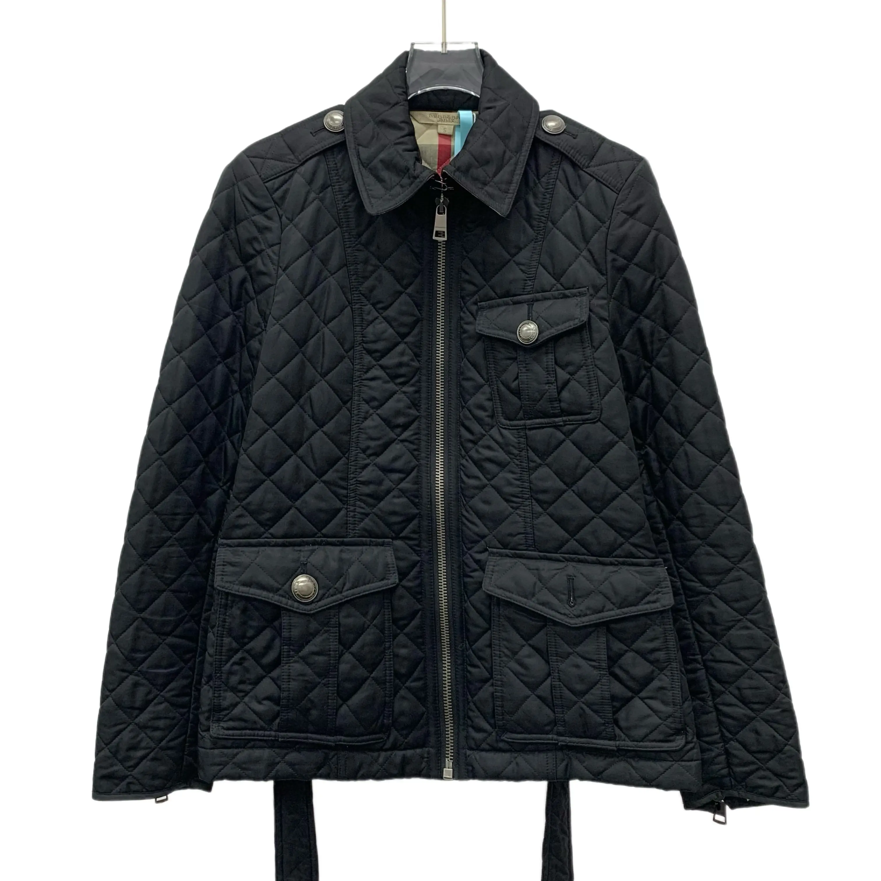 RDLT— Burberry Black Diamond Quilted Belted Jacket Size S