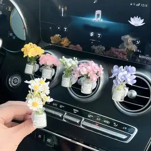 Car Air Freshener Bouquet Decor, Artificial Roses Bouquet, Fake Flower, Artificial Bouquets, Selected Jasmine Daisy Peony Flowers, Includes 2 Odorless Sponges, Perfect Gift for Women
