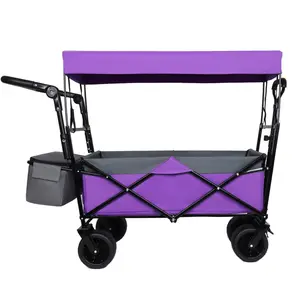 wonderfold wagonsAobtkel®With Push Handle, 480Lbs Collapsible Wagon with Canopy, Wagon cart with 7" All-Terrain Wheels, Lightweight Foldable Wagon, Large Capacity for Camping, Shopping, Sports, and Garden Use, purple#Summervibes