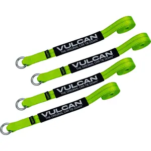VULCAN Exotic Car Rim Tie Down Set - 2 Inch x 144 Inch - 4 Straps - High-Viz - 3,300 Pound Safe Working Load Webbing For Suvs Webbing For Trucks
