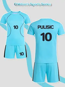 Children's soccer uniform two-piece set name: PULISIC, number: 10 - Breathable and quick-drying youth sports jersey and shorts set, suitable for boys' soccer training, competitions and outdoor sports