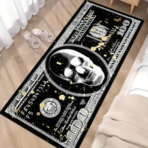Creative Skull & Money Pattern Area Rug, 1 Count Non-slip Soft Floor Mat, Decorative Carpet for Home Living Room Bedroom, Room Decor, Home Decor
