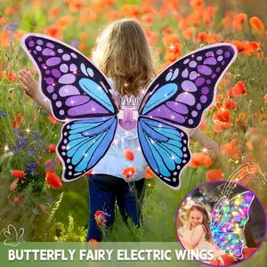 Electric Light-Up Butterfly Fairy Wings for Girls — 5-Mode LED Moving Wings with Music, Lightweight Dress-Up Outdoor Toy Gift (2025)