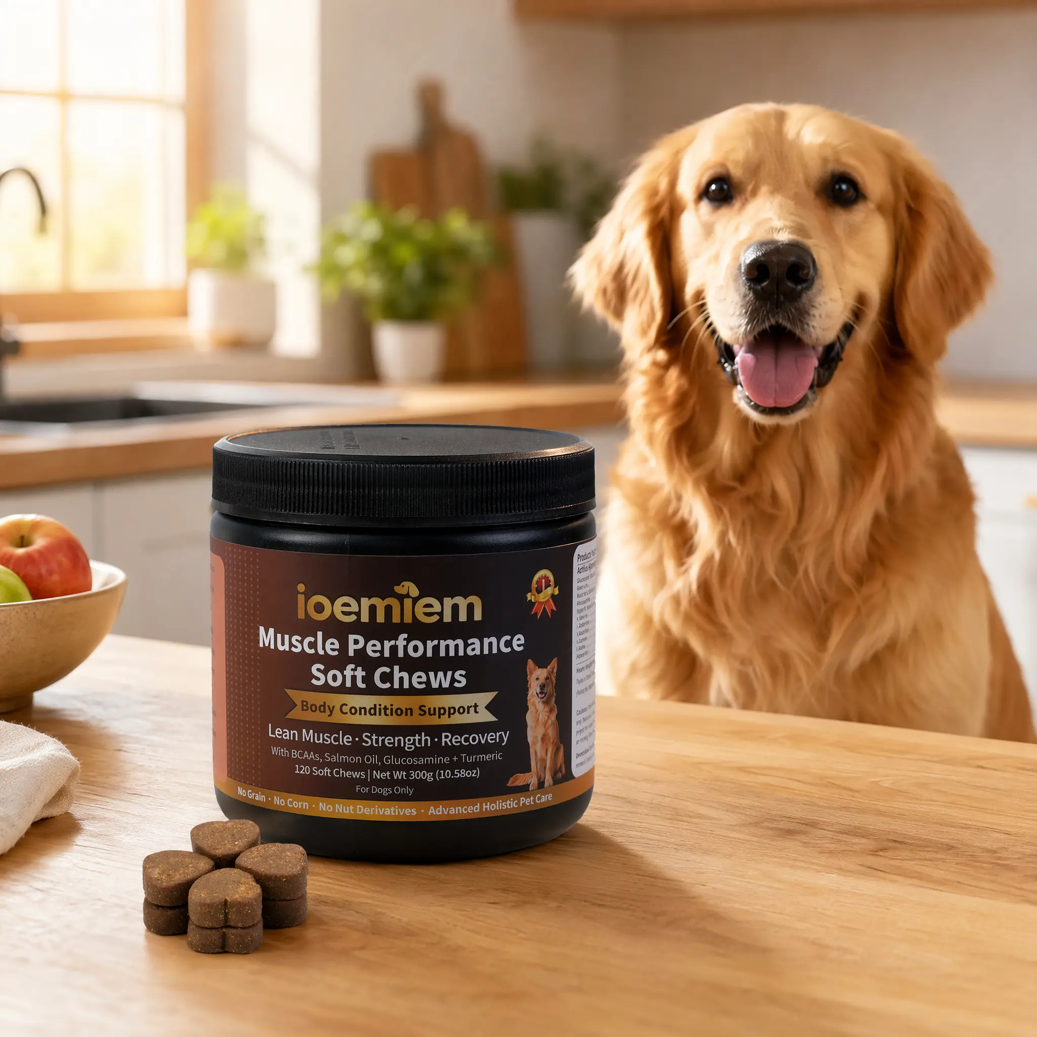 High Protein Power Chews Dog Supplement with Amino Acids, Chicken Flavor Soft Kibble Treats for Puppies & Adult Dogs, 120 Count
