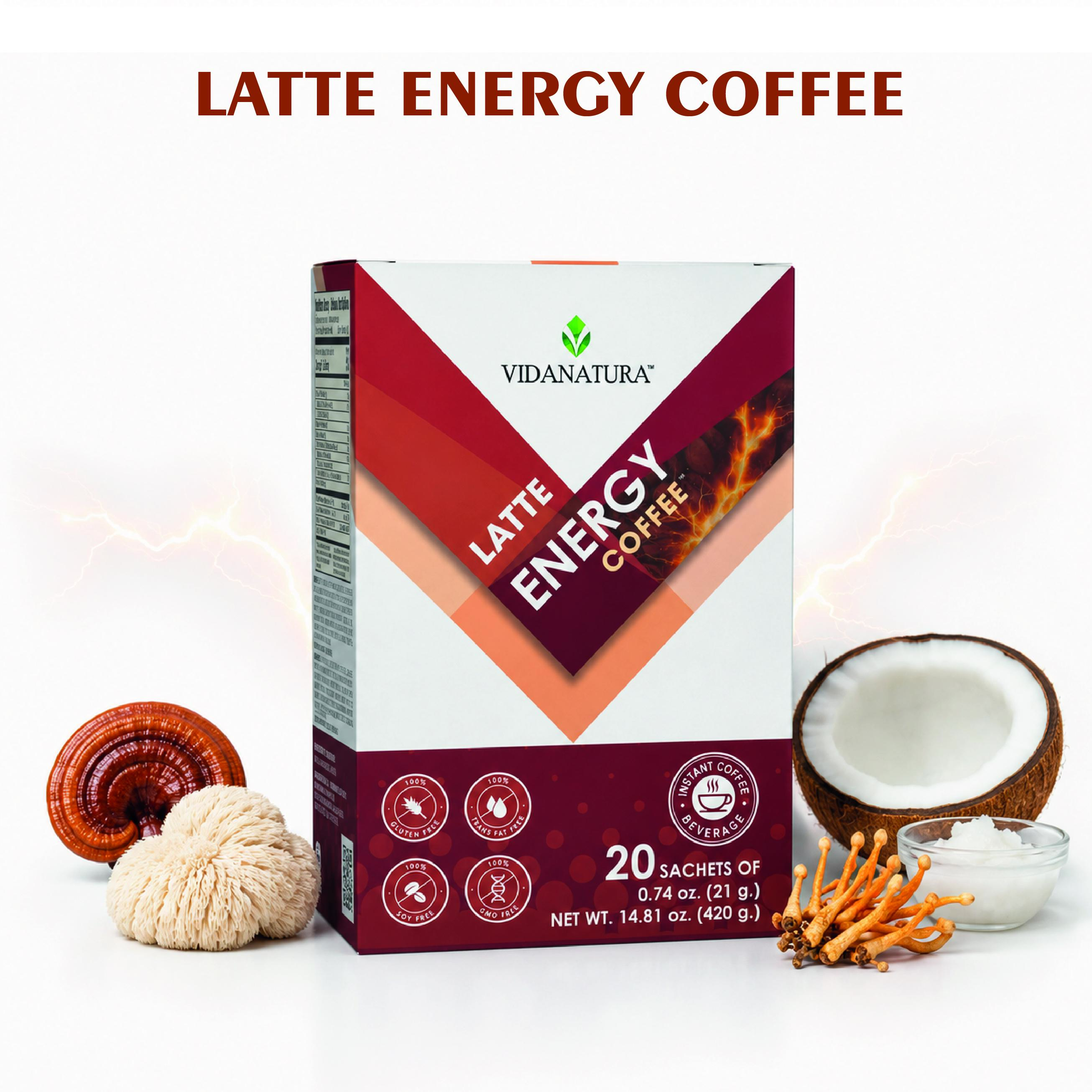 VIDANATURA Latte Energy Instant Coffee | Premium Arabica | 20 Sachets